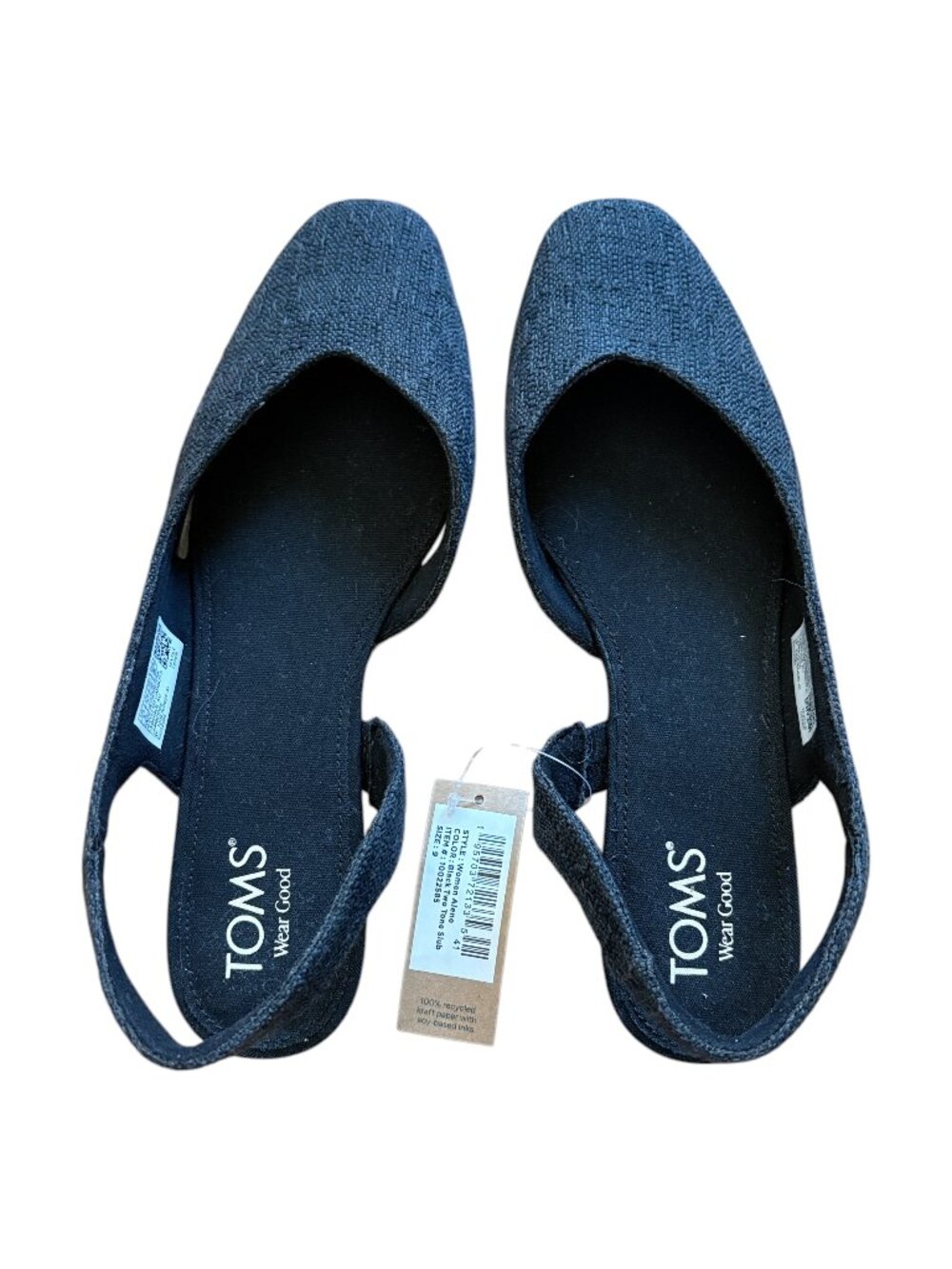 Tom's Alene Slingback Half d'Orsay Flat Black - Size 9